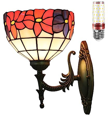 Uziqueif Appliques murales interieures, Lampe de Applique Murale de Style Tiffany, Lampe vitrail, Lampe Murale Interieur, Lampe de Chevet pour Salon,J