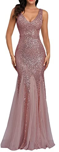 Daikascbny Abito Elegante Vintage da Donna per Damigella d'Onore, Cerimonia, Banchetto - Vestito Lungo da Sera Curvy con Spalline e Ruffles per Cocktail