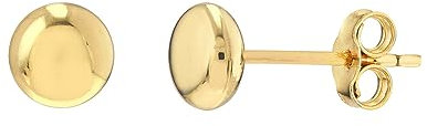Ohrstecker aus 14 Karat Gelbgold, 5,5 mm, flach, rund, Kieselsteine, Schmuck, Geschenke für Frauen, Gelbgold