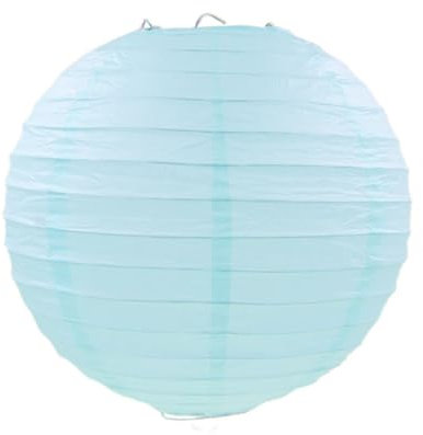 Surwin 8 Stück Papierlaterne, Runde Blaues Thema Dekorative Laterne, Papier Laterne Aufhängen Faltbar DIY Einfach Lampenschirm für Jubiläum Hochzeit Geburtstagsparty (20cm,Hellblau)