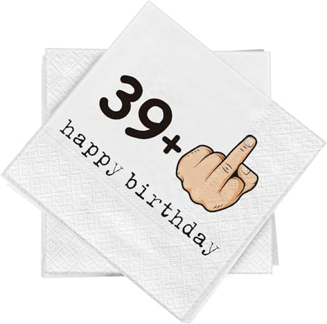 WenmthG - Lustige 20 Servietten zum 40. Geburtstag 33 x 33 cm - 40.Party Servietten Deko - 39 + 1-20 Servietten 3-Lagige weich - Happy Birthday Tischdeko - 40 Geburtstag Partyservietten