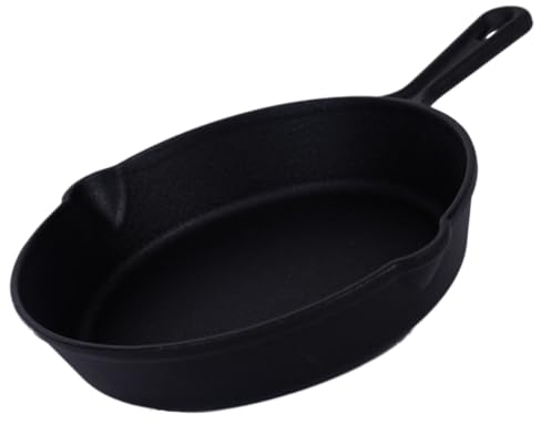GrillGott Padella in ghisa, Ø 27 cm, con 2 beccucci e manico, antigraffio e antiaderente, padella in ghisa per grigliare, arrostire, rosolare, resistente al calore e mantiene il calore