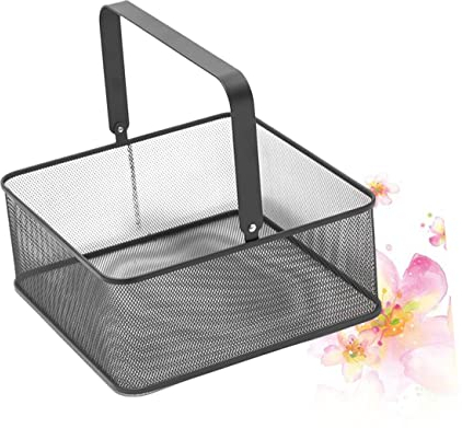 MAGICLULU Schmiedeeiserner Handkorb Aufbewahrungskorb Aufbewahrungskorb Metallkorb Quadratisch Gitterkorb Drahtkorb Rechteckig Metall Körbchen Schwarz Behälter Haushalt Gewinde Eisen