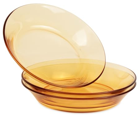 ChasBete Assiette en verre ambre 19cm, 3 pièces assiette salade, durables petites assiettes service de table lavables au lave-vaisselle