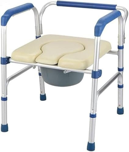 NBHDEK Zusammenklappbarer Toiletten-/Duschstuhl-Port für ältere Menschen, EIN Klapp-Toilettenstuhl aus Legierung für Erwachsene, kann 100 kg tragen, Anzug fü