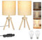 OUTON Tischlampen 2er Set,Nachttischlampe Touch Dimmbar, Moderne Tischleuchte mit Lampenschirm Leinen für Wohnzimmer, Schlafzimmer, Büro