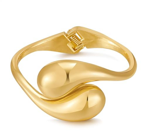 LILIE&WHITE Armbänder für Damen Moderner Gold-Armreif für Damen – Elegantes Tropfendesign, Hochglanz-poliert – Stilvolles Schmuckstück für Alltag und Besondere Anlässe