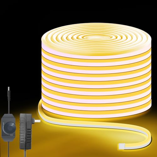Lucienstar LED Strip 10M - 24V Neon Streifen Dimmbar 3000k, IP67 Wasserdicht LED Streifen warmweiss, DIY Flexibler Neon LED Lichtband für Innen Aussenbereich Heim Küche Deko (Warm White)