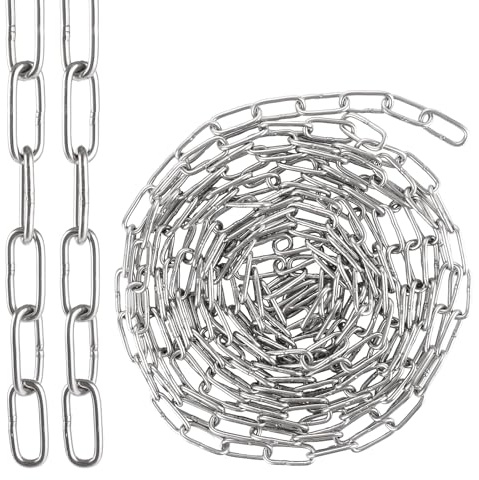 LDXDRU 5 Meter 3mm Edelstahlkette Meterware, Edelstahlkette Metallkette, Starke Edelstahl Kette, Ankerkette Langgliedrig Rostfreie Meterware Stahlkette, Gliederkette Absperrkette Zierkette Eisenkette
