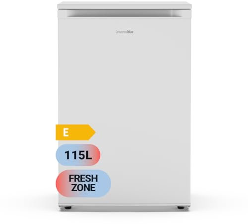 UNIVERSALBLUE| Frigorífico Bajo Encimera Blanco | Frigorífico Mini 90L | Friforífico Pequeño Puerta Reversible | Nevera Bajo Consumo | Zona fría de 0º a -3º | Fácil Almacenamiento | Con Luz Interior