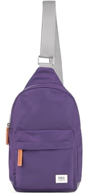 ROKA London Willesden Sling Bag – Lightweight Recycled Nylon Crossbody Bag for Women & Men, Water-Resistant Everyday Shoulder Bag with Secure Zip Pockets & Adjustable Strap (Majestic Purple, S)