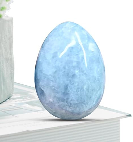 Genérico Huevo de, Piedra de Palma de | Huevo de dragón de de cianita Azul Natural | Piedra de preocupación de Bolsillo de Mano, Escultura de Esfera Decorativa para meditación y Equilibrio de Reiki