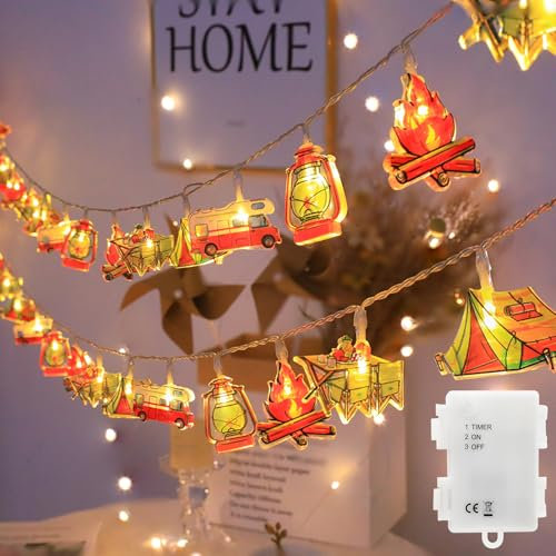 Artrastar Camping Lichterkette außen 2.5M 20LED licht Batterie Timer IP65 Geeignet für Dekorationen bei Camping im Freien, im Garten und bei Partys.