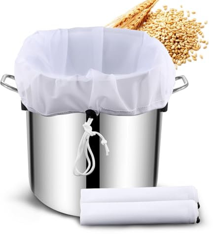 2Pcs 250 Micron Filter Bag 66 x 55.9cm Extra Large Brew Bags Reusable Fine Mesh Nylon Drawstring Straining Bag Washable Strainer Bag for Home Brewing Hops Fruit Grains Wine Beer Making