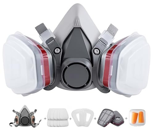 Masque Protection Réutilisable Avec Filtre Anti Poussière,Masque a Gaz Respiratoire avec Filtre pour Pulvérisation,Peinture,Travaux, Produits Chimiques,Bricolage,Ponçage