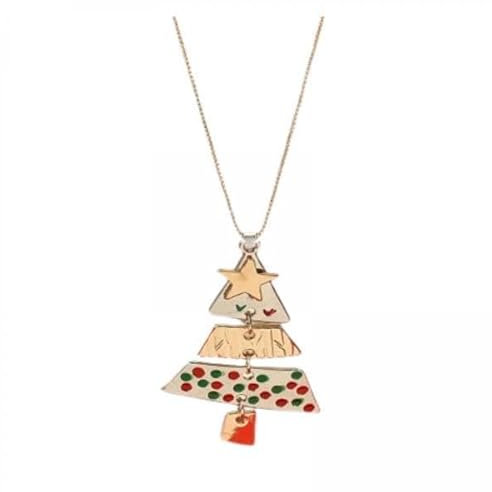 APLVFFZH 2x Halskette mit Weihnachtsbaum Anhänger, Geschenk für Frauen, Legierung, Trendiger Weihnachtsschmuck, Modisch