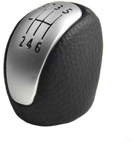 Getdoublerich Pomo de palanca de cambios envuelto en cuero para Renault Laguna 3 III Coupe, palanca de cambios manual de 6 velocidades, color plateado mate, cambio ergonómico y preciso