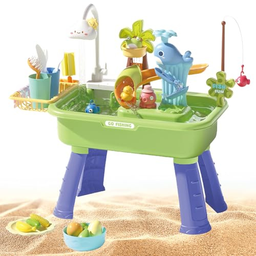 Hogvinnatil Wasserspieltisch – Sand- und Wassertisch für den Außenbereich, interaktives Spiel zum Lernen und Sinneserlebnis, entwickelt manuelle Koordinationsfähigkeiten für den Außenbereich