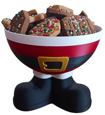 Genérico Weihnachtsschale, Weihnachtsmann, 10 cm hoch, dekorative Schale aus biologisch abbaubarem PLA mit 3D-Druck, ideal für Süßigkeiten und Snacks