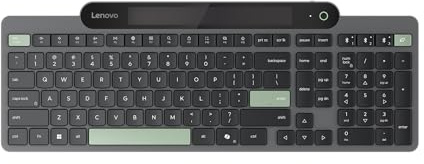 Lenovo Bluetooth Keyboard 800 Self-Charging, Uses Ambient Light for Charging, Bluetooth 5.1, Supports 3 Devices, No Battery, Wireless, Grey