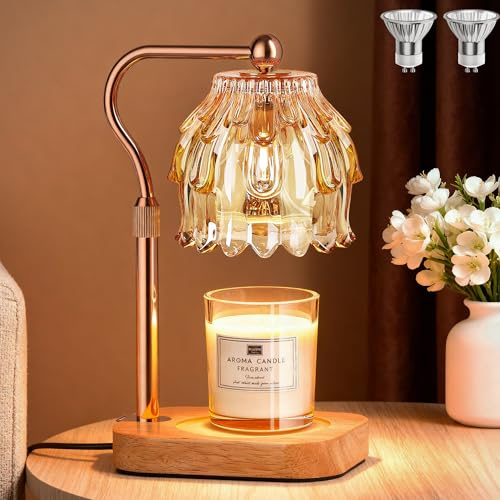 ROTTOGOON Candle Warmer Lamp Wax Melt Timer Dimmer for Housewarming Gift | Timer 2/4/8 Hours, 4-Dimmer, 2 Bulbs, Table or Wall, Height Adjustable, New Home Gift, Birthday Gift for Friends, Women, Mum