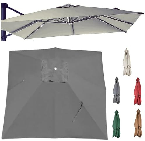3x3.0m 3x4m Rettangolare Copertura Per Ombrellone A Sbalzo, 8 Stecche Telo Di Ricambio Per Ombrellone, Tettoia Di Ricambio Per Baldacchino Terrazza(Gray,2.5x2.5m/8x8ft)