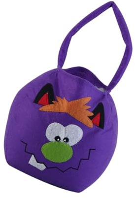 HOMSFOU Borsa Porta Caramelle di Halloween in Peluche Corto Porpora, Borsa da Mano per Feste e Banchetti, Sacchetto Decorativo per Dolci e Regali