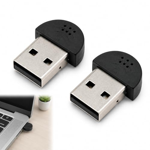 2 PCS Mini Microphone USB 2.0 de bureau omnidirectionnel 360° plug and play avec réduction de bruit, mini microphone portable pour PC ordinateur, enregistrement vocal, streaming et visioconférence