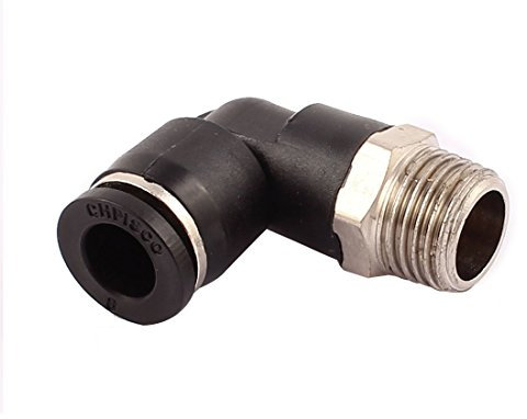 sourcing map 1/4PT Mâle Filetage à 8mm Pousser Tube L-Forme Coude Air Pneumatique Rapide Raccords