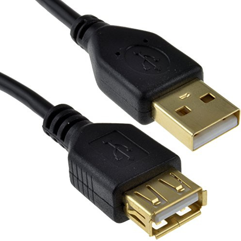 kenable USB 2.0 Extension Cable Gold 24AWG High Speed A Male to A Female Shielded Lead 2m Black