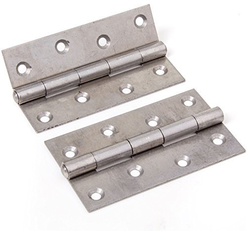 Pair of Narrow Frame Fit Door Hinges - 125mm/5 Strong Silver Steel Butt Set