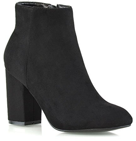 ESSEX GLAM Womens Ankle Boots Block Mid High Heel Ladies Casual Smart Party Shoes Booties
