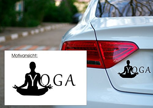 KFZ Aufkleber - 'YOGA'// Autoaufkleber; Farben- und Größenwahl (Schwarz - 200 mm x 110 mm)