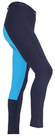Shires Maids Two Tone Childrens Jodhpurs - Navy/Turquoise