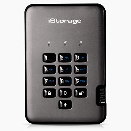 iStorage IS-DAP2-256-4000-C-X diskAshur PRO2 HDD 4 TB, Secure Hard Drive, FIPS Level 3 certified, Password Protected, Dust/Water Resistant