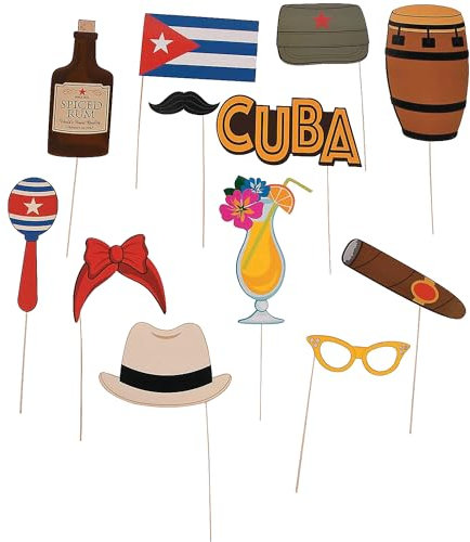 Fun Express Cuban Party Foto-Requisiten (12 Stück) Havana Nights Party Supplies