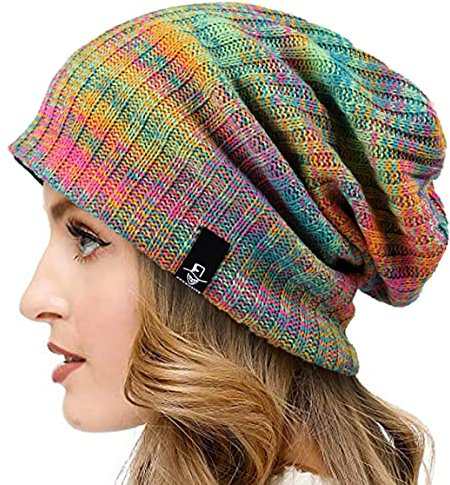VECRY Damen Lässige Mütze Stricken Baskenmütze Gerippte Schädelkappe Winter Sommer Hüte (Multi Grün)