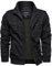 EKLENTSON Herren Übergangsjacke Frühling Cargo Jacke Arbeitsjacke mit Vielen Taschen (XXL, Schwarz)