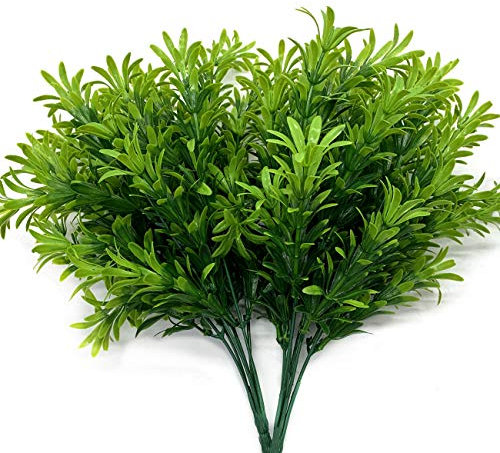 LoveniMen Künstliche Sträucher, Kunststoff-Pflanzen, weiches Gras, künstliches Grün, für drinnen und draußen, Haus, Garten, Veranda, Parterre, Hochzeitsgirlande, Tischdekoration, Füllstoff, 2 Stück