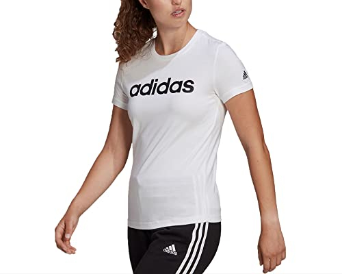 adidas Women's Essentials Slim Short Sleeve T-Shirt, White/Black, M