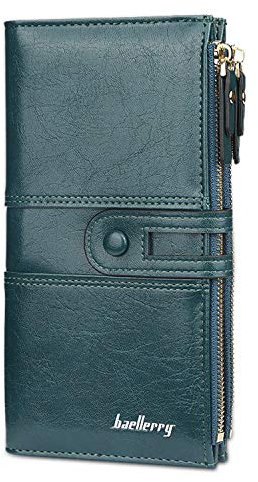 FANDARE Élégant Portefeuille Étanche Longue Pochette Homme Femme Besace Porte Monnaie Porte de Billets Porte-Monnaie Porte-Carte de Crédit Bourse mit 12 emplacements pour Cartes Wallet Vert