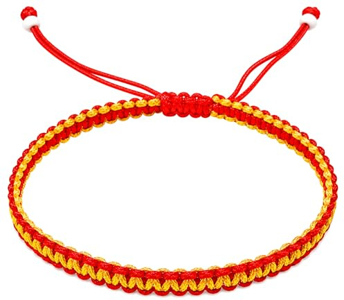 MYSTIC JEWELS - Pulsera Macrame - Kabbalah de Hilo con 2 colores, Amuleto, protección Mal de Ojo, Buena Suerte, Good Luck