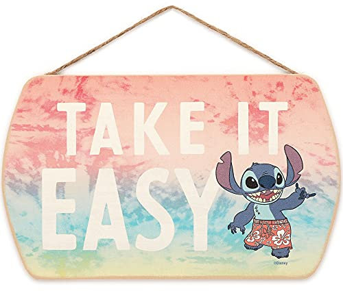 Disney Lilo and Stitch Wandschmuck – Take It Easy Hängende Holz-Wanddekoration für Kinderzimmer, Spielzimmer oder Filmzimmer