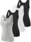 vislivin Elastische Tank Tops für Damen Unterhemden 4er Pack Schwarz/Weiß/Schwarz/Grau M