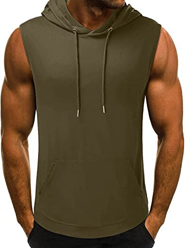 AmyGline Herren Sommer Hoodie Weste Muskelshirt Bodybuilding Ärmelloses T-Shirt Männer Gyms Muscle Shirts Tops Trainingsweste Schnell trocknend Trägershirts Tanktops Achselshirt Laufshirt