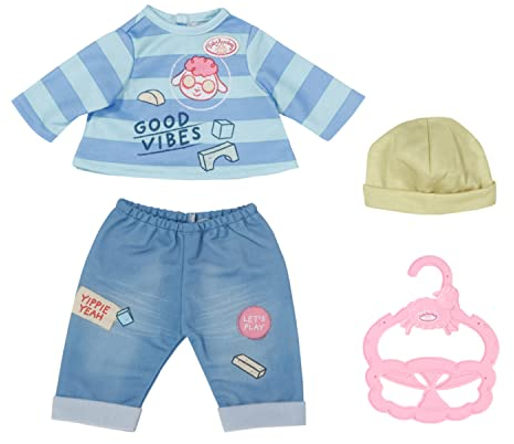 Baby Annabell Little Shirt und Hose, Puppenkleidung in blau, mit Kleiderbügel, für 43 cm Puppen, 706558 Zapf Creation