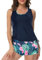 Women Plus Size 3 Piece Tankini Swimsuits Tummy Control Bathing Suits Push Up Tankini Top with Shorts 2XL