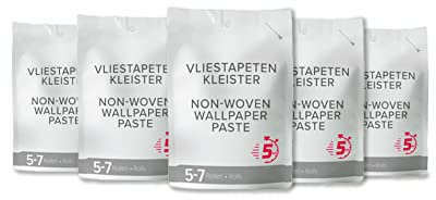 Tapetenkleister für Vliestapeten - hochwertiger Kleister für ca. 30 Rollen Vliestapete - hervorragende Klebekraft - gute Korrekturmöglichkeit - trocknet fleckenfrei aus - 5x 200 g Päckchen Weiß