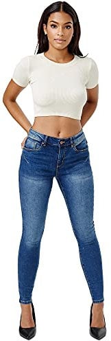 Tazzio Jeans da donna Sinny Fit Denim Push Up Jeans Stretch Slim Pantaloni F106, Blu, 52/sottile