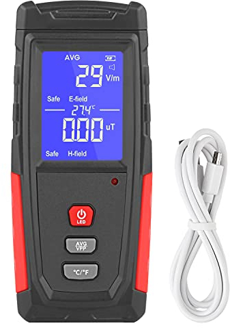 EMF Messgerät, Tragbarer Digitaler Elektrosmog & Radioaktivität messgerät, wiederaufladbare Geisterjagdausrüstung, tragbarer EMF Detektor für Zuhause/im Freien, LED Licht und Tonalarm Schwarz